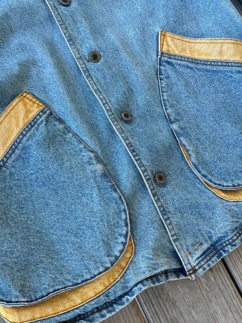 Vintage R Rodeo Denim Jacket 90s Trucker Button Up Blue Medium - Picture 2 of 7
